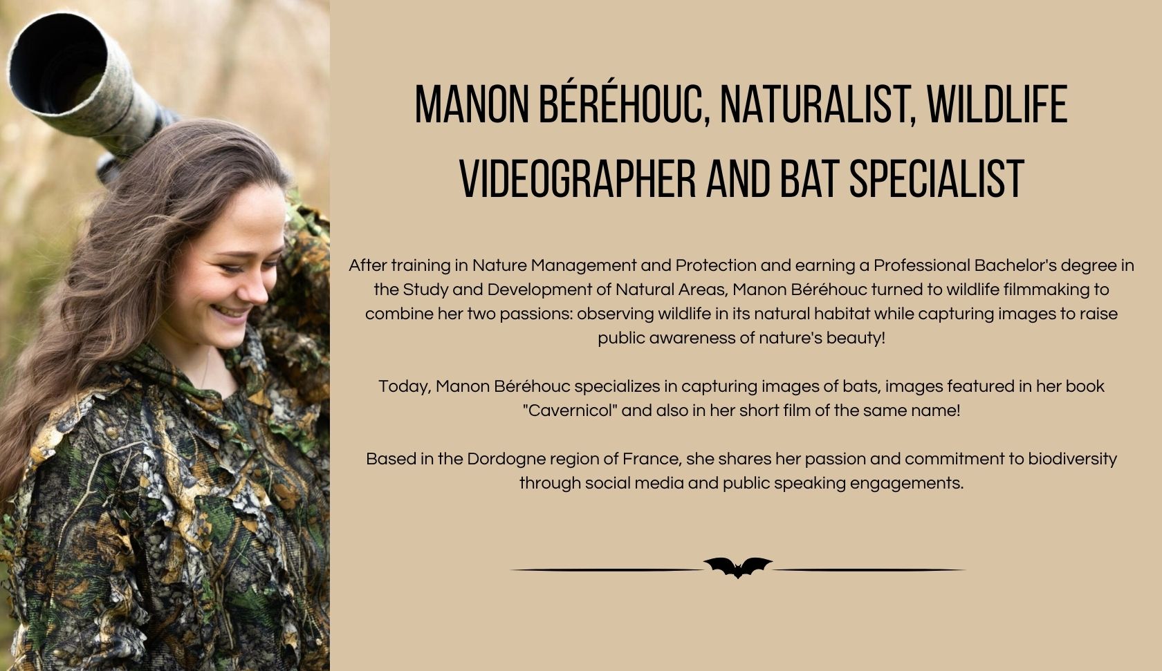 ®Manon Béréhouc, naturalist, wildlife videographer and bat specialist